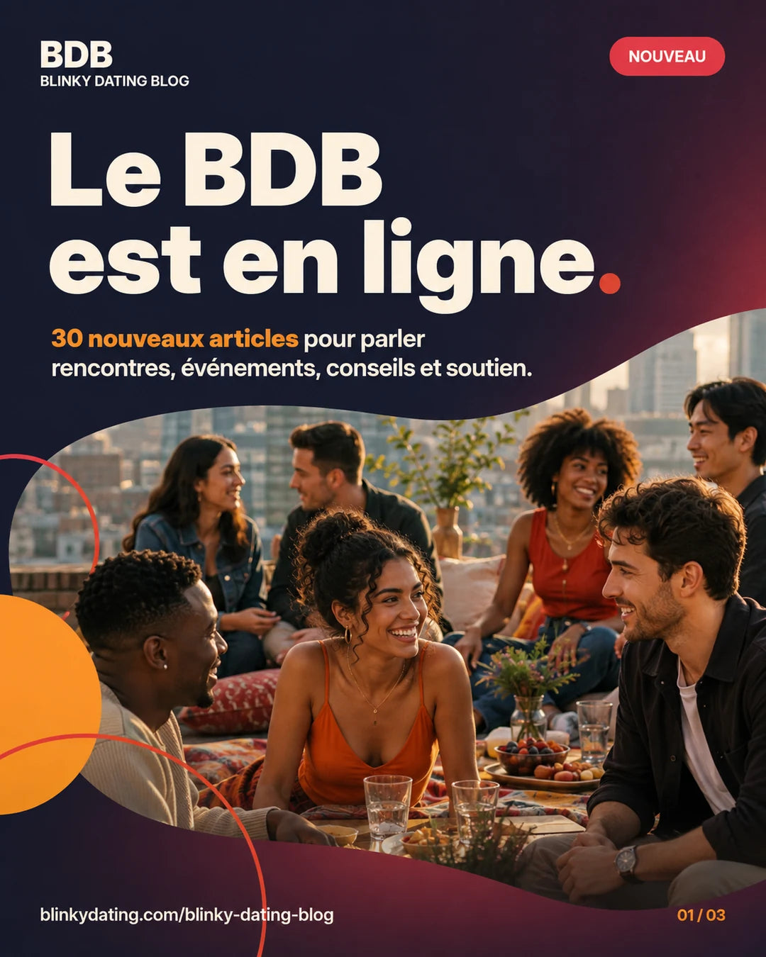 Illustration éditoriale de l’article « Bienvenue sur le Blinky Dating Blog : la rencontre continue après l’événement ».