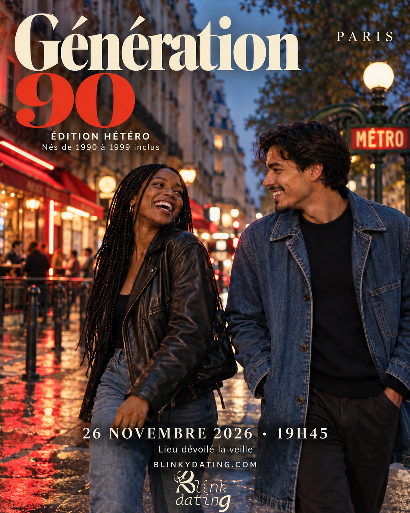 Affiche Blink Dating Paris — Génération 90