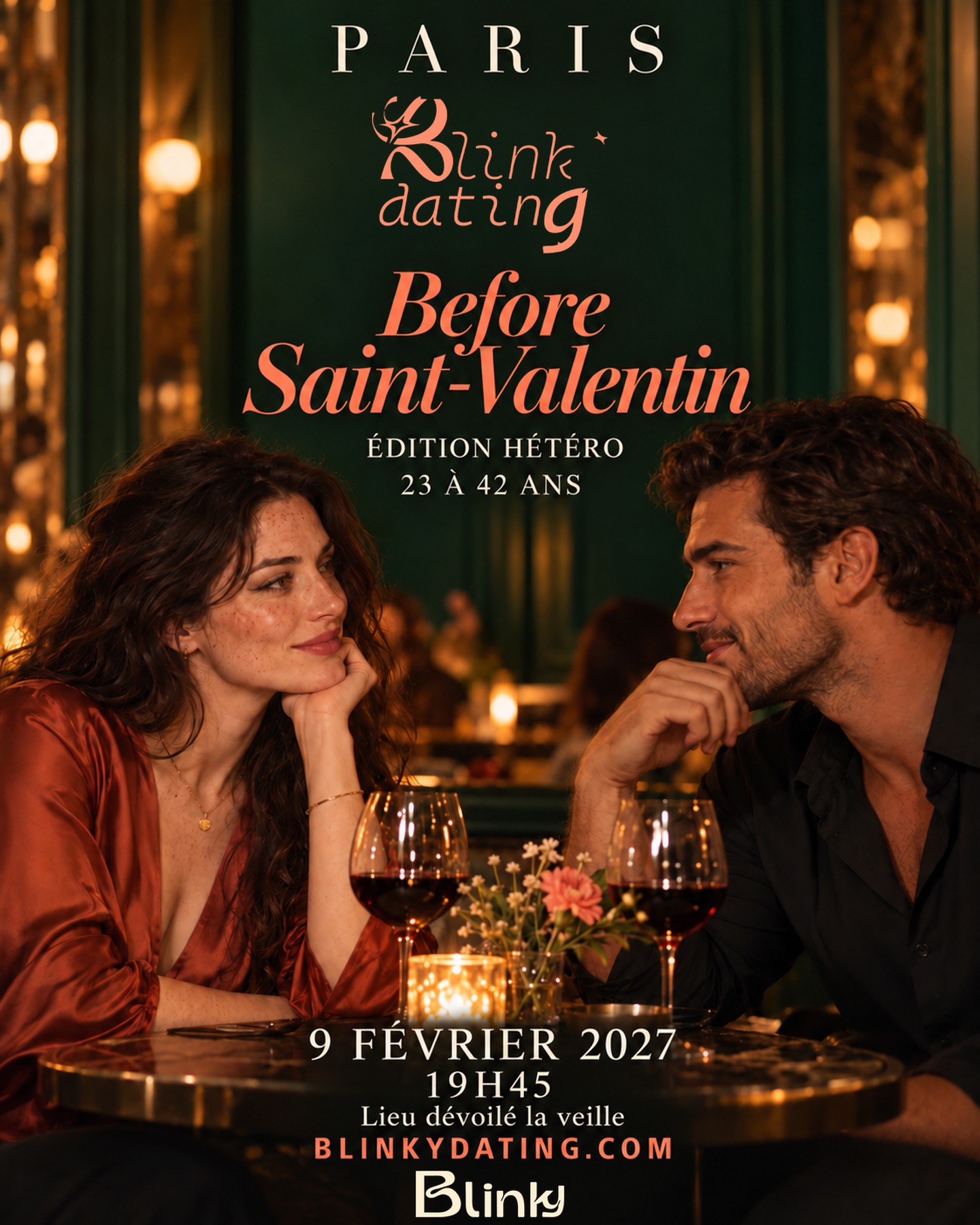Affiche Blink Dating Paris — Before Saint-Valentin